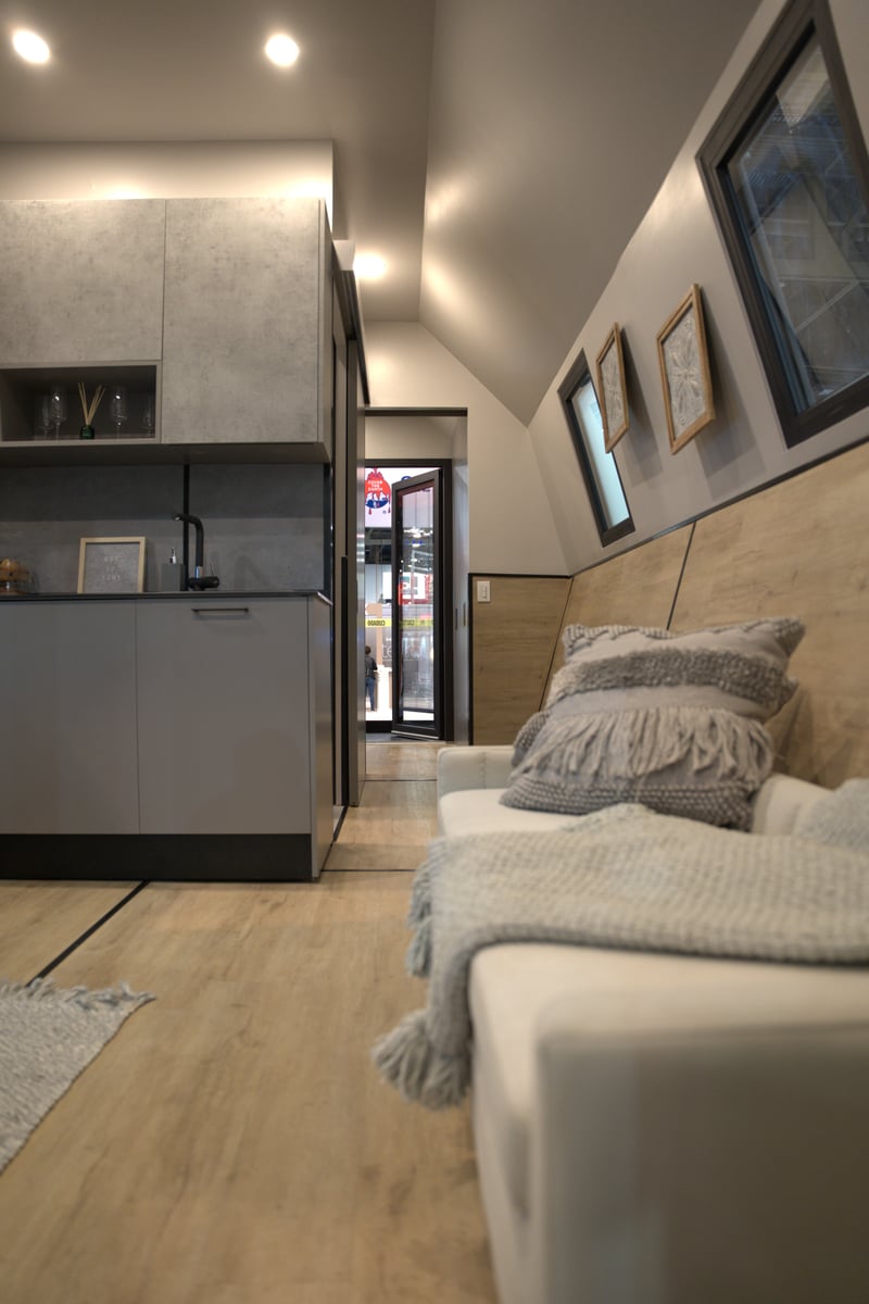 Living area and hallway of Panelsan modular home