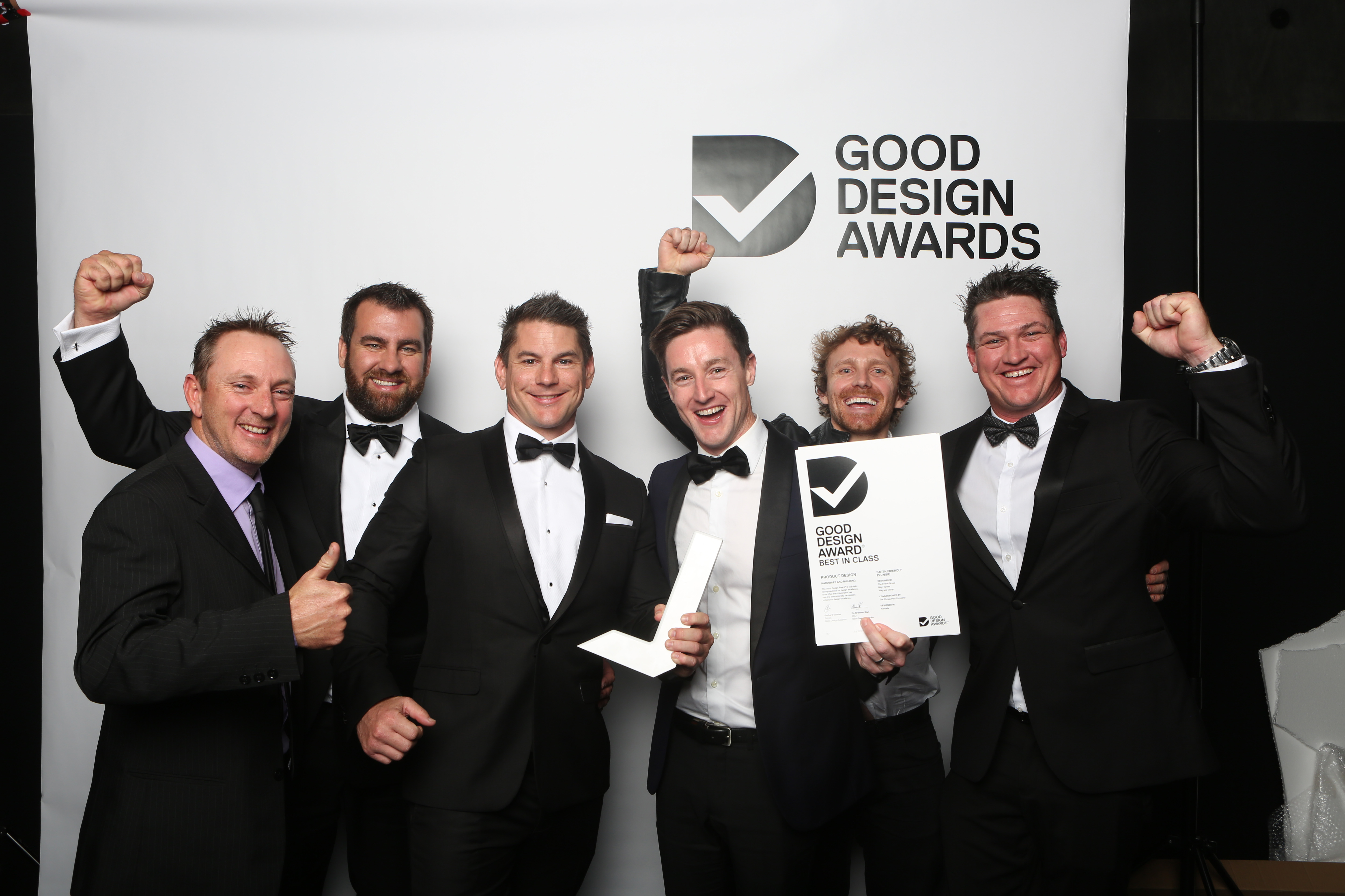 Six men from Plungie celebrates winning Australia's good design award