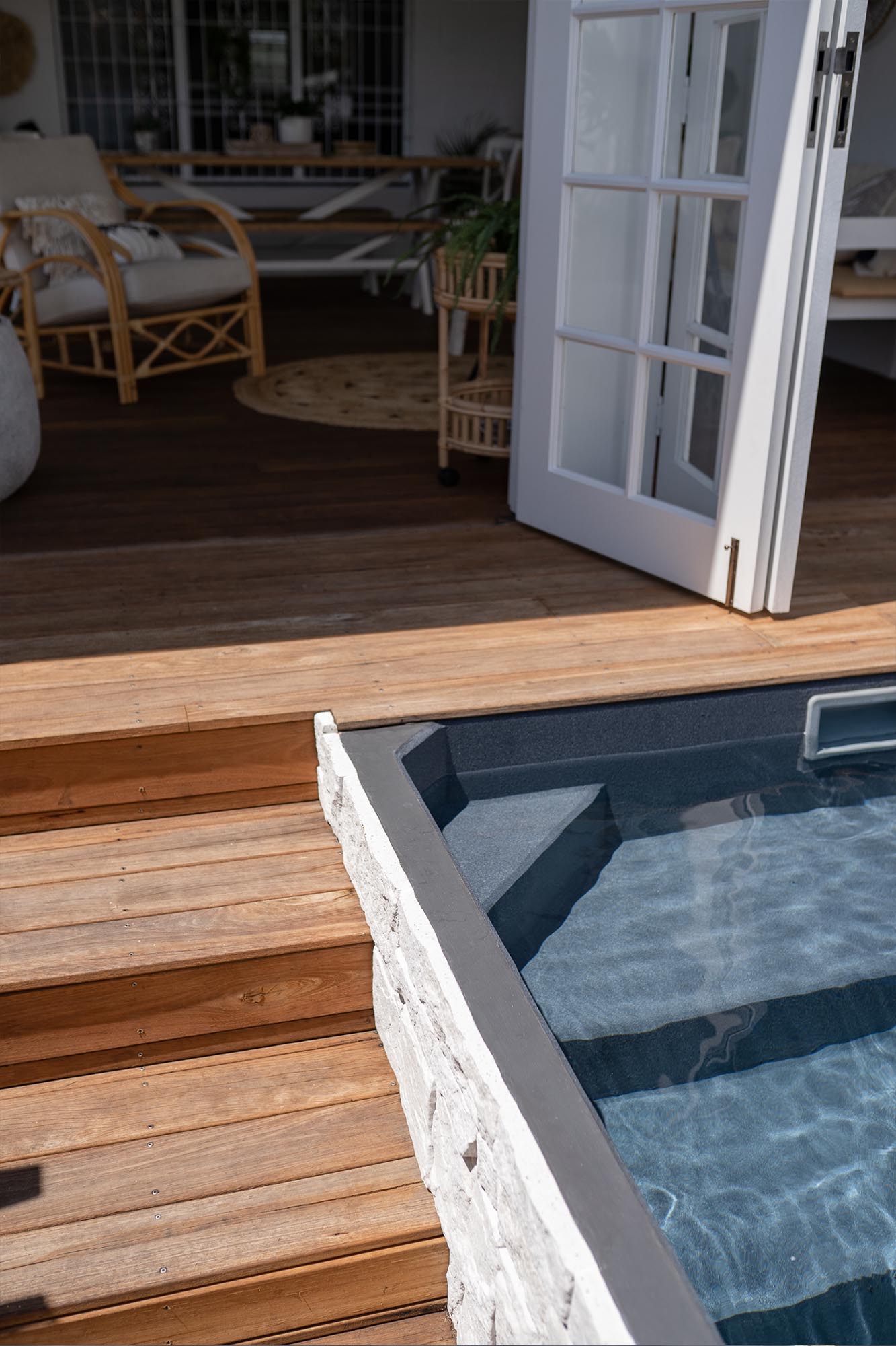 3.6m x 2.2m Plungie Studio stair detail - Mediterranean Blue